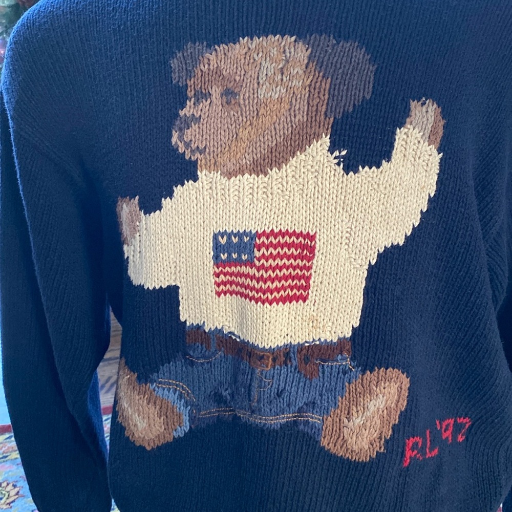 Vintage Polo Teddy Bear Sweater
